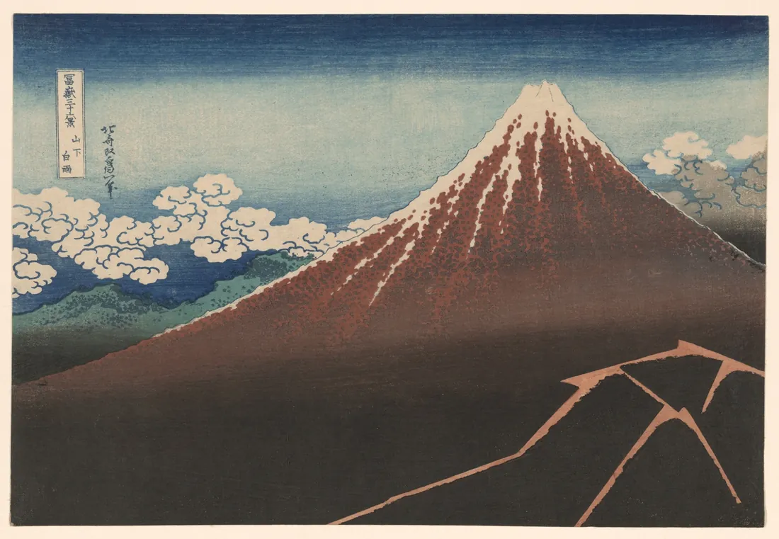 Katsushika Hokusai, Averse sous le sommet